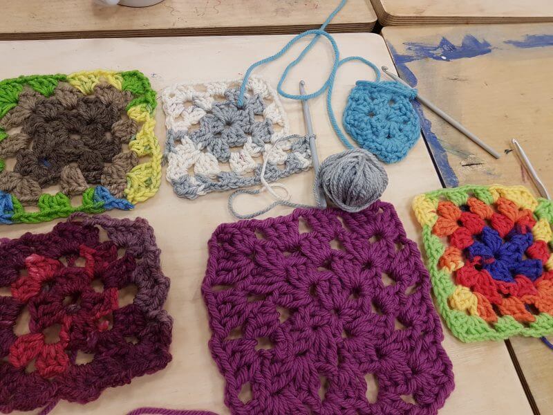 student work from crochet for beginners class with debbie tomkies of dt craft and design 3