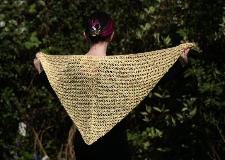 Beaded shawl pattern by Debbie Tomkies of DT Craft and Design - image of shawl worn open