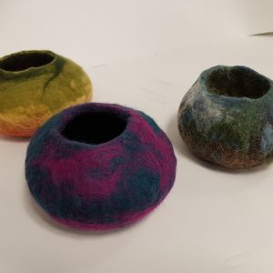 Felted vessels made on a workshop with Debbie Tomkies of DT Craft and Design